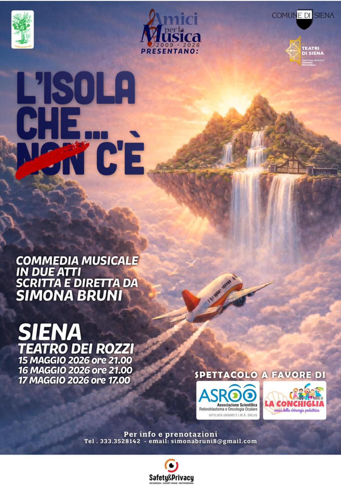Spettacolo di beneficenza a favore di ASROO e La Conchiglia di Siena il 15, 16 e 17 maggio ai Rozzi