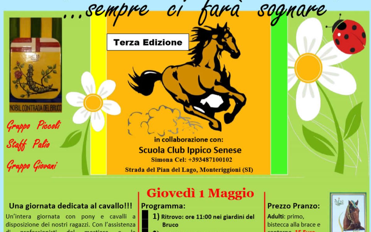 Primo maggio a Siena con pony e cavalli nella Nobil Contrada del Bruco per sostenere la ricerca a favore di ASROO